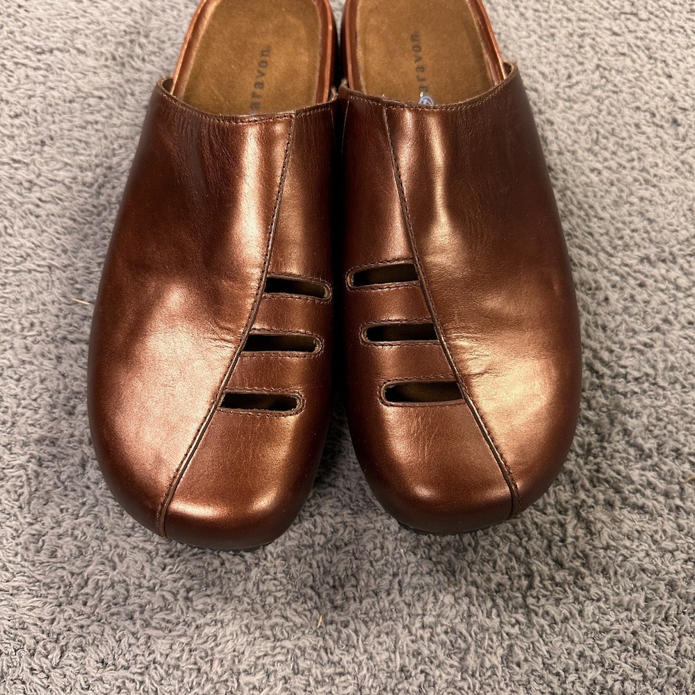 Aravon Shoes Womens 10 AA Bronze Slip On‎ Clogs Comfort Casual Walking Cutout - Picture 4 of 10